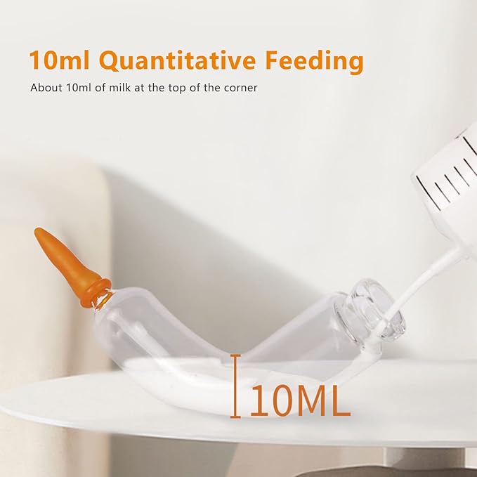 Pet Nursing Bottle, 10ml Glass Adjustable Arc Design Newborn Pet Milk Feeder, Ergonomic Pet Milk Feeding Bottle for Kitten, Puppy, Hamster
