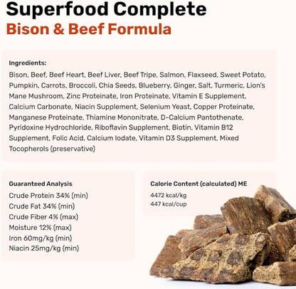 BADLANDS RANCH by Katherine Heigl – Superfood Complete Air-Dried Beef & Bison Dog Food – High Protein with Superfoods for Daily Wellness & Consistent Nutrition – 24 oz