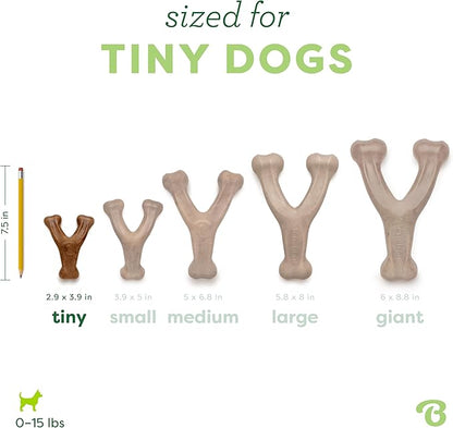 Benebone Wishbone Durable Dog Chew Toy for Aggressive Chewers, Real Bacon, Made in USA, Tiny