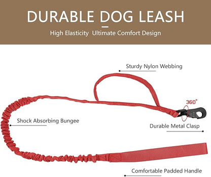 DAGANXI Tactical Dog Collar, Adjustable Military Training Nylon Dog Collar with Control Handle and Heavy Metal Buckle for Medium and Large Dogs, with Patches and Airtags Case (Red-Set, M)
