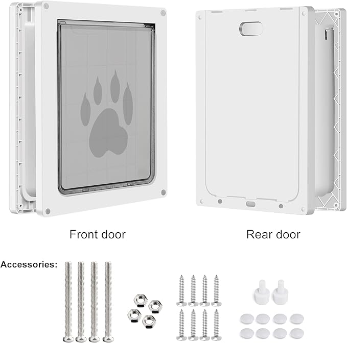 CEESC Large Dog Door for Pets Up to 100 lb, Weatherproof Pet Door for Cats and Dogs, Durable, Snap-in Closing Panel Included, Suitable for Interior and Exterior Doors (Large, White)