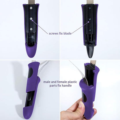 BOTH WINNERS Dual-Sided Shedding Blade with Stainless Steel Blade De-Shedding Tool for All Dog Coat Types- Soft Touch Grip (PURPLE)