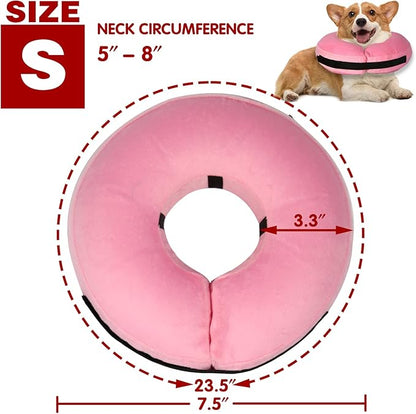 Inflatable Dog Cone Collar-Soft Protective Cone for Dogs After Surgery,Dog Donut Collar for Large Medium Small Dogs and Cats (Pink,Small)