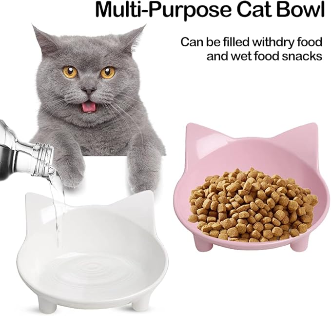 Skrtuan Cat & Dog Food Bowl – Non-Slip Wide Shallow Pet Dish for Whisker Fatigue Relief, Safe for Puppies & Rabbits(Safe Food-Grade)