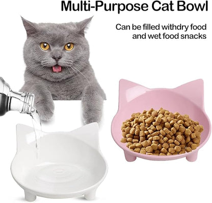 Skrtuan Non-Slip Cat & Dog Food Bowl – Wide, Shallow Pet Dish for Whisker Fatigue Relief, Safe for Puppies & Rabbits