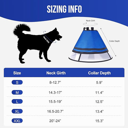 OneTigris Elizabethan Collar Soft Dog Cone for Dogs After Surgery, Breathable Pet Recovery Collar for Large Medium Small Dogs and Cats, Adjustable Dog Cone Collar (Blue, XXL)