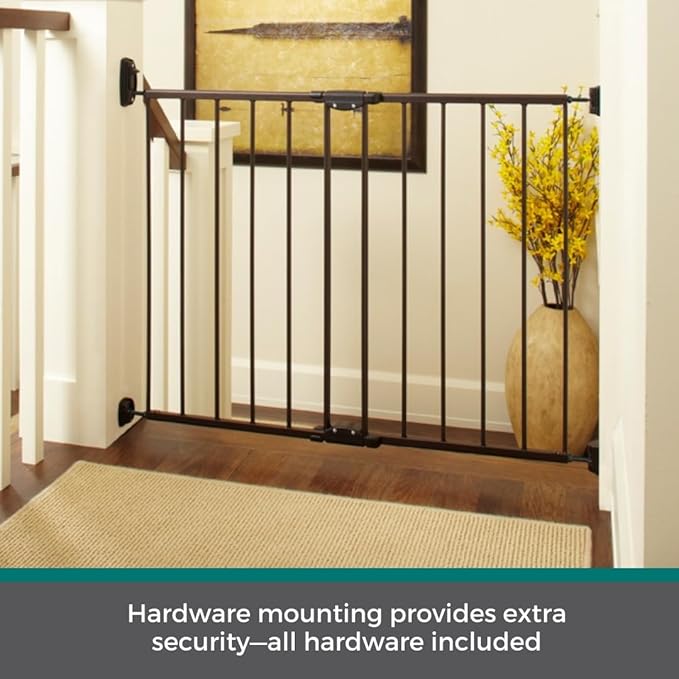 MyPet Windsor Walk Thru Pet Gate: 28.68" - 47.85" Wide Dog Gate. Hardware Mount, Dog Gates for The House, Cat Gate for Doorway. 31" Tall, Matte Bronze