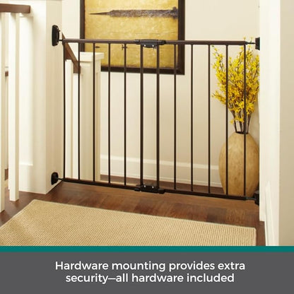 MyPet Windsor Walk Thru Pet Gate: 28.68" - 47.85" Wide Dog Gate. Hardware Mount, Dog Gates for The House, Cat Gate for Doorway. 31" Tall, Matte Bronze