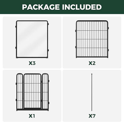 FXW AuraSpace Pro Acrylic & Wire Mesh Indoor Dog Playpen, 32" Height 6 Panels Metal Dog Pen for Small and Medium Dogs, Black│Patented