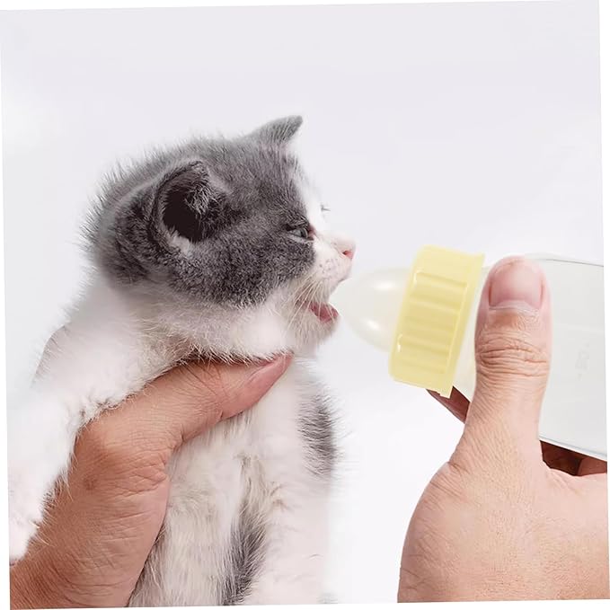 1set Small Pet Nursing Bottles for Kittens and Puppies Feeding Bottle Kit Yellow Easy to Use Safe Feeding for Pets