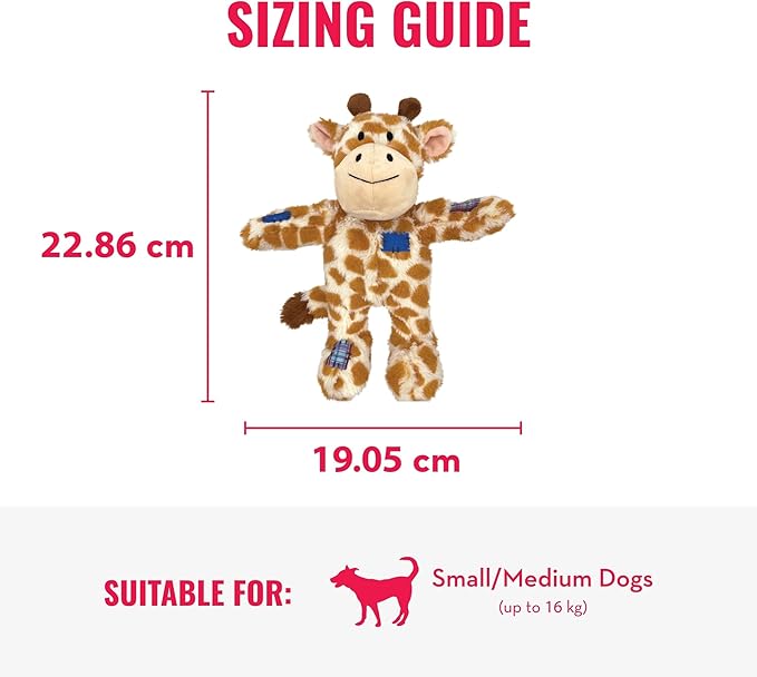 KONG Wild Knots Giraffe Dog Toy (Small/Medium) Durable Internal Knotted Rope, Minimal Stuffing for Less Mess – Soft Plush Chew Toy for Dogs