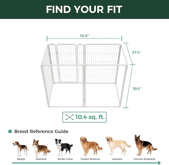 FXW AuraSpace Pro Acrylic & Wire Mesh Indoor Dog Playpen, 40" Height 6 Panels Metal Dog Pen for Medium and Large Dogs, White│Patented