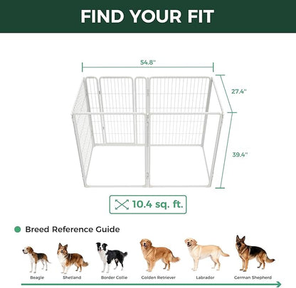 FXW AuraSpace Pro Acrylic & Wire Mesh Indoor Dog Playpen, 40" Height 6 Panels Metal Dog Pen for Medium and Large Dogs, White│Patented
