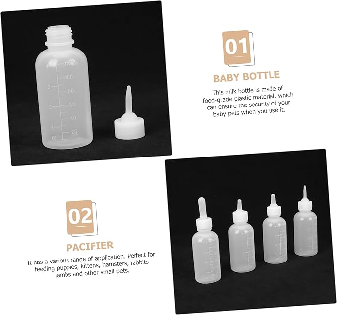 4pcs Reusable Pet Feeding Bottles Cat Milk Bottle Dog Puppy Kitten Nursin Kit