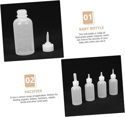 4pcs Reusable Pet Feeding Bottles Cat Milk Bottle Dog Puppy Kitten Nursin Kit