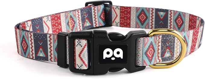 QQPETS Adjustable Soft Dog Collar: Print Flower Pink Multicolor Cute Patterns for XS Small Medium Large Pet Girl Boy Puppy Walking Running Training
