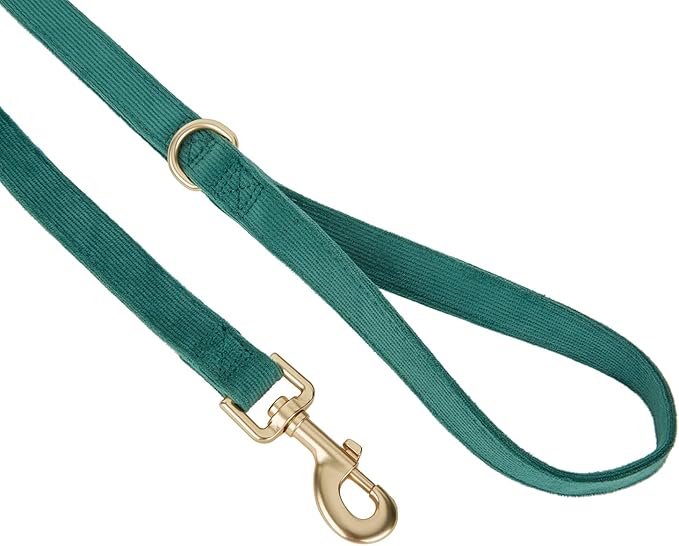 Soft Cotton Dog Leash, 5 Ft Heavy Duty Corduroy Dog Leashes with Gold Metal Hook for Small Medium Large Dogs,Medium,Dark Green