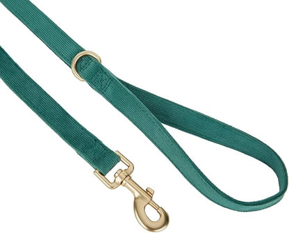 Soft Cotton Dog Leash, 5 Ft Heavy Duty Corduroy Dog Leashes with Gold Metal Hook for Small Medium Large Dogs,Medium,Dark Green