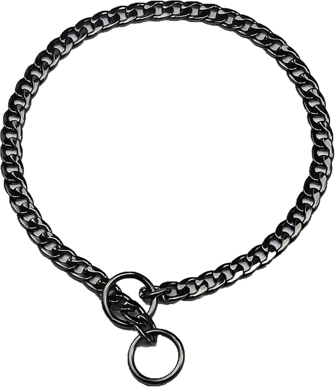 Stainless Steel P Chock Metal Chain -JYHY Dog Necklace Collars Walking Training Pet Supplies for Small Medium Large Dogs (24" (Fits Neck 20" to 22"), Black)
