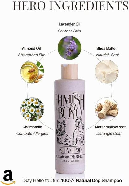 Hamish & Boyo Oatmeal Dog Shampoo for Itchy Skin & Allergies – Anti-Itch Relief with Oatmeal, Aloe & Chamomile – Gentle Formula for Sensitive Dogs – Made in USA – Sulfate & Paraben Free – Family Owned