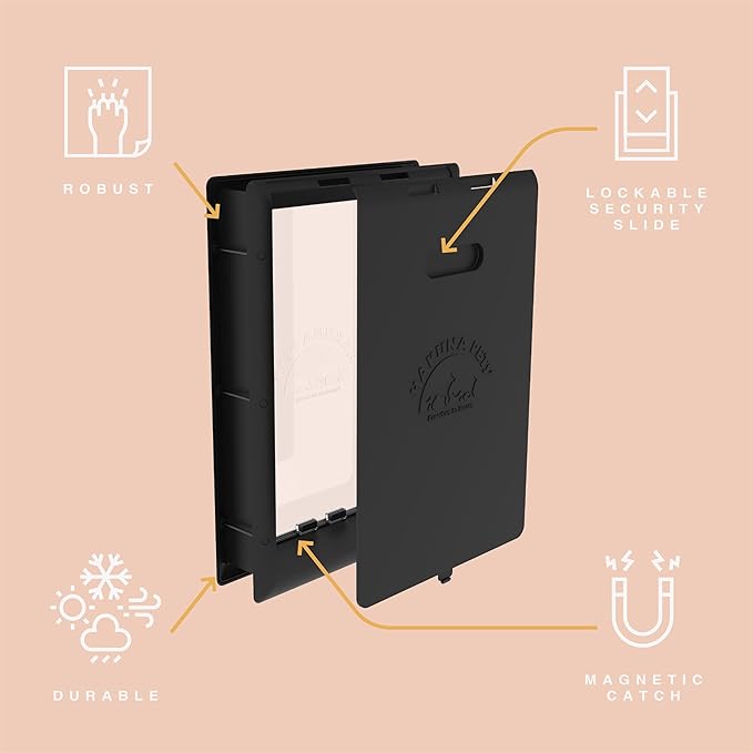 Hakuna Pets Essential Pet Door, Large, Black