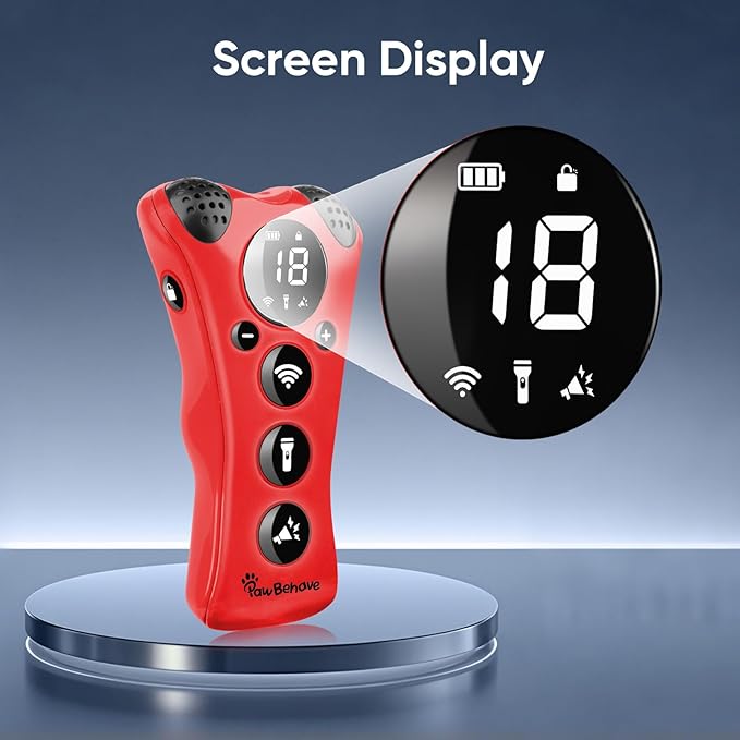 PawBehave Ultrasonic Dog Bark Deterrent Device –10-Level Adjustable Anti Barking Trainer with Flashlight, Strobe, E-Clicker(18 Whistle Sounds)–No Shock, Collar-Free Dog Behavior Correction Devices