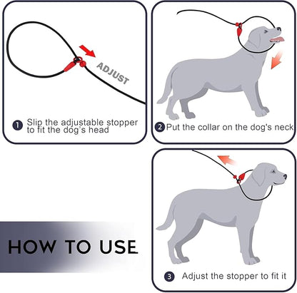 2 Pack Slip Leads for Dogs 6FT Slip Leash for Dogs Dog Lead Strong Nylon Dog Training Leash No Pull Rope Dog Leash Dog Leashes for Small Medium Dogs(Black+Black)