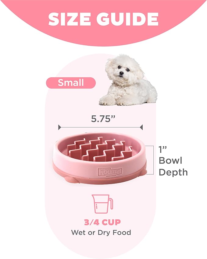 Outward Hound Fun Feeder Slo Bowl – Small 3/4-Cup Capacity, Slow Feeding, Small Dogs, Puppies & Cats, Non-Slip, Pink, Wave Pattern