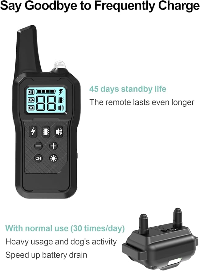Dog Shock Collar 3 Pack - Dog Training Collar with Remote IP65 Waterproof E Collar for Dogs Training with Shock Vibrate Beep and Light Modes for Small Medium Large Dogs