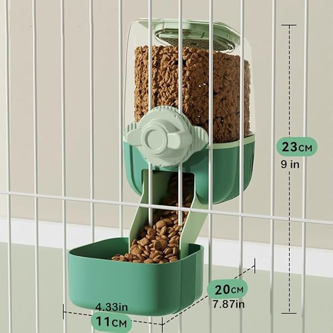 Pet Dog Cat Hanging Automatic Feeders, Auto Gravity Pet Feeder No Drip Water Set, Cage Pet Feeding Bowls Dispenser for Cats Dogs Puppy, Rabbit (Green)