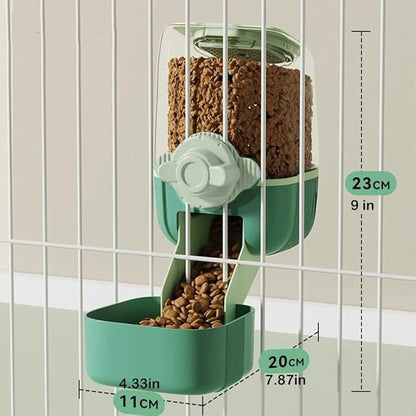 Pet Dog Cat Hanging Automatic Feeders, Auto Gravity Pet Feeder No Drip Water Set, Cage Pet Feeding Bowls Dispenser for Cats Dogs Puppy, Rabbit (Green)