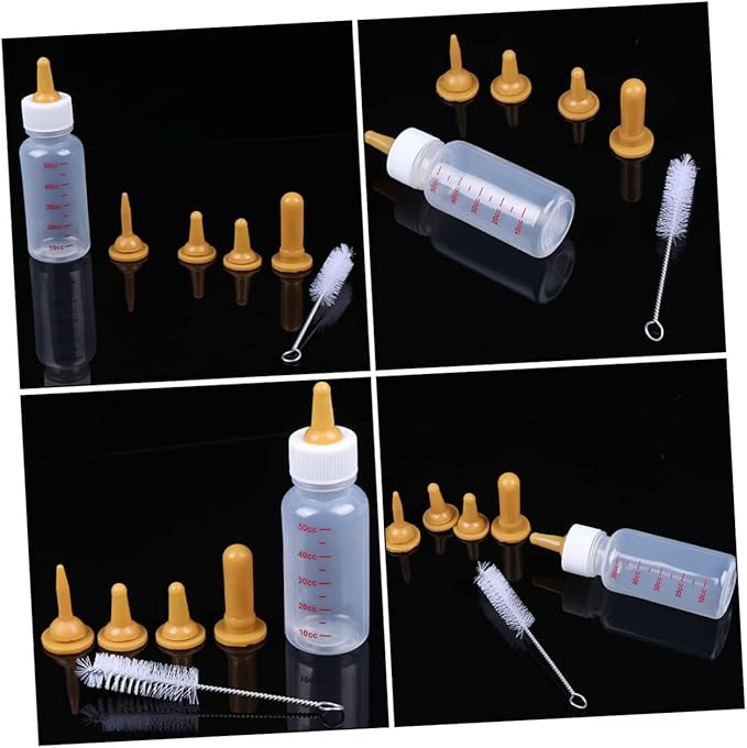 1Set Pet Nursing Bottle Kit Small Puppy Kitten Feeding with Nipples Portable Food Grade Milk Feeder for Newborn Animals Durable Lightweight