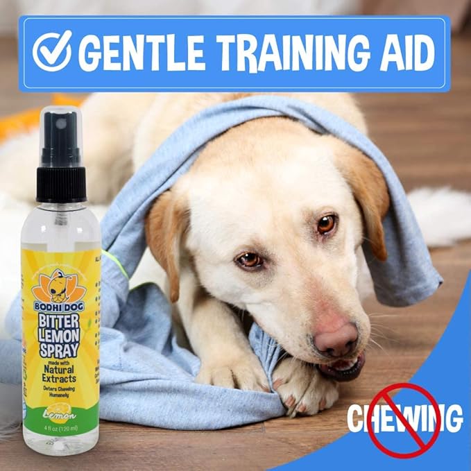 Bodhi Dog Bitter Lemon Spray - Anti-Chew Spray for Dogs, Cats, Puppies, & Kittens - Training Aid for Chewing - Safe & Non Toxic - Ideal for Pet Behavioral Training - Made in USA (4 Fl Oz)