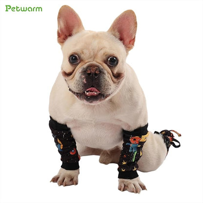 PetWarm Dog Recovery Sleeve 4pcs Set, Dog Leg Sleeve, Ideal for Comfort and Support During Pet Recovery, Suitable for Active or Support Recoverying Pet Use, Black Gold, S