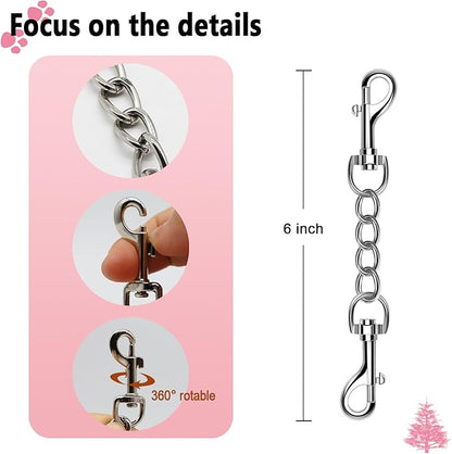 2 PCS Dog Collar Metal Safety Clip, Harness Collar Leash Chain Connector, Heavy Duty Double End Spring Backup Buckle Clasp, Escape-Proof Safety Accessory (Small, Silver)