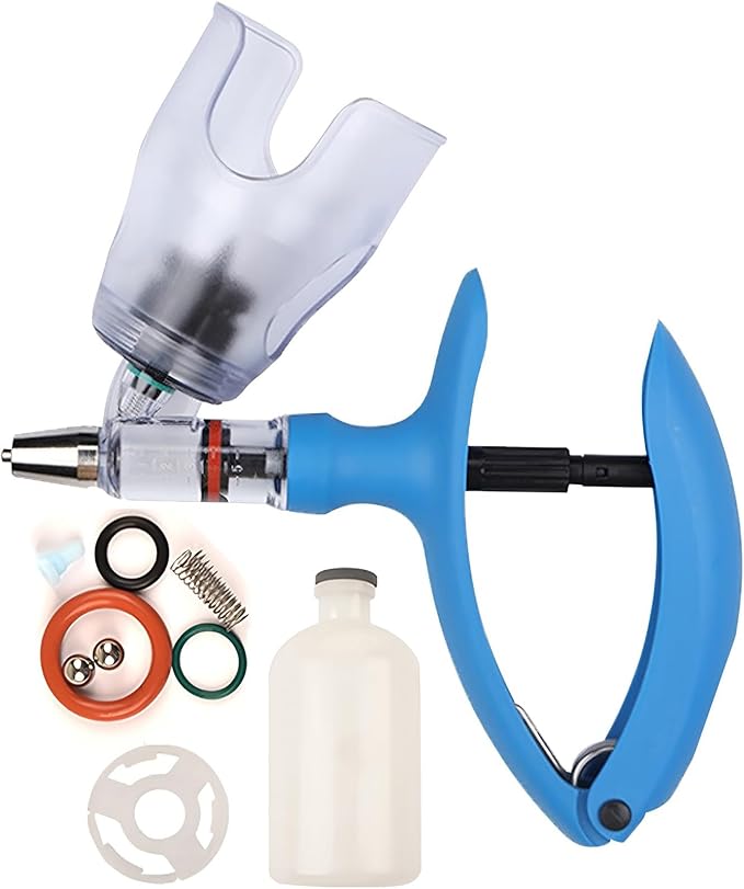 Animal Veterinary Syringe, Automatic Continuous Syringes, Bottle Adjustable Precision Injector Gun for Poultry Livestock(D,2 ml)