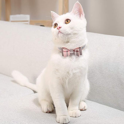 EXPAWLORER Dog Collar and Leash Set - Classic Plaid Dog Bow Tie and Dog Bandana Collar with Bell, Dog Leash Tangle Free, Adjustable Collars for Small Medium Large Dogs Cats, Holiday Ideal Gift