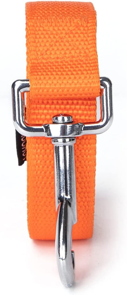 Strong Durable Nylon Dog Training Leash, 1 Inch Wide Traction Rope, 6 ft 10ft 15ft Long, for Small and Medium Dog (Orange, 10 Feet)