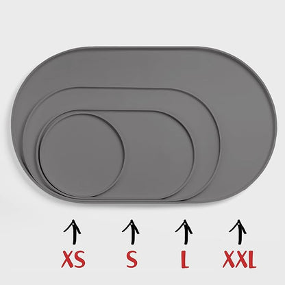 DogBuddy Dog Food Mat - Waterproof Dog Bowl Mat, Silicone Pet Mat for Food and Water Bowls, Nonslip Pet Feeding Mat with Edges, Dogs Food Mats for Floors, Puppy Supplies (Small, Gray)
