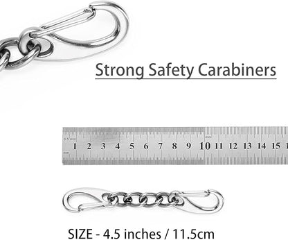 Metal Dog Collar Safety Clip, 2 Pack Stainless Steel Backup Clip for Prong Collar, Harness, Pinch Collar, Gentle Lead With Carabiner