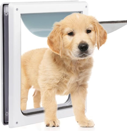 Pet Flap Door 2 Ways Locking Dog Wall Entry Pet Door with Transparent Flap for Dogs (Medium)