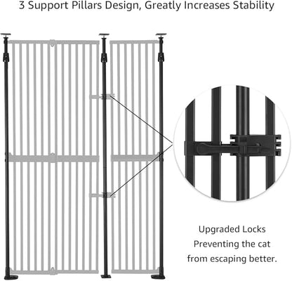 unipaws 75" High Extra Tall Cat Gate, Auto Closing and No Drilling Safety Gate for Doorway Hallway Stairs, Cat Dog Proof, Fit for 35"-51" Wide Opening, Indoor Use, Black