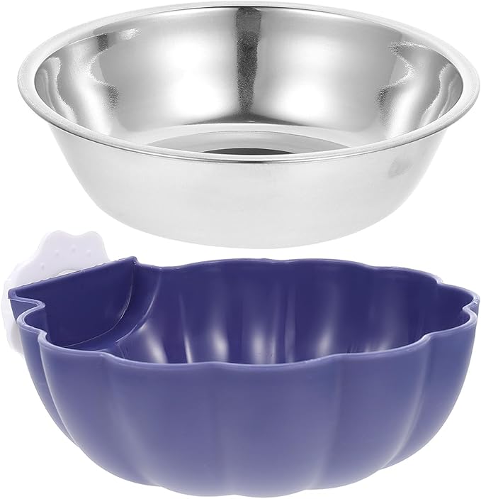 INOOMP Hanging Stainless Steel Dog Feeding Bowl Large Blue Sturdy Pet Feeding Accessory for Puppies and Dogs Household Water and Food Dish