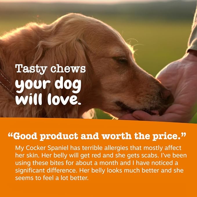Zesty Paws Dog Allergy Relief - Anti Itch Supplement - Omega 3 Probiotics for Dogs - Digestive Health - Soft Chews for Skin & Seasonal Allergies - with Epicor Pets - Bison - 90ct (Pack of 2)