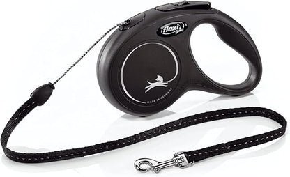 FLEXI New Classic Cord Retractable Dog Leash for Small Dogs up to 26 lbs. – 16 ft., Black | Tangle-Free Pet Walking Leash with One-Handed Brake, Pause, Lock|German Quality Product