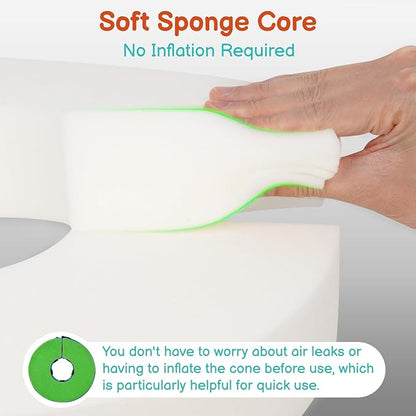 Sponge Dog Cone After Surgery, No Inflation Required Dog Donut Collar to Stop Licking, Inflatable Cone Alternatives for Medium Pets, Soft Recovery Collar with Protective Shield (Green Blue, M)