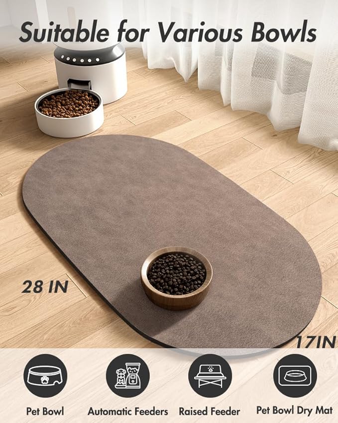 Absorbent Dog Water Mat for Food and Bowl - Quick Dry Pet Feeding Mat, No Stains, Accessories for Messy Drinkers