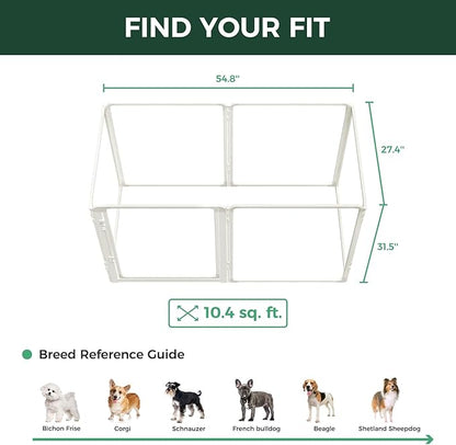 FXW AuraSpace Pro Acrylic Indoor Dog Playpen, Heavy-Duty with Metal Frame, 32" Height 6 Panels for Small and Medium Dogs, White│Patented