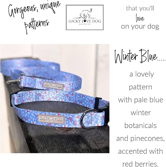Lucky Love Dog Martingale Dog Collar - Adjustable, No-Slip, Durable, & Soft Webbing Collar for Male and Female Dogs Ideal for Training & Walking - Winterblue, Small