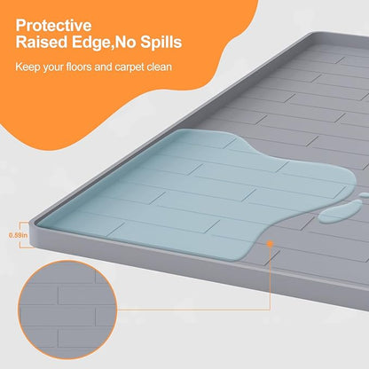 Pee Pad Tray Holder for Dogs,Non-Slip Silicone Dog Puppy Pad Holder,34 x 28 Inch Puppy Potty Training Pads,No Spill Raised Lip High Edge,Portable, Leak-Proof Mat Trays for Indoor Floor Protection